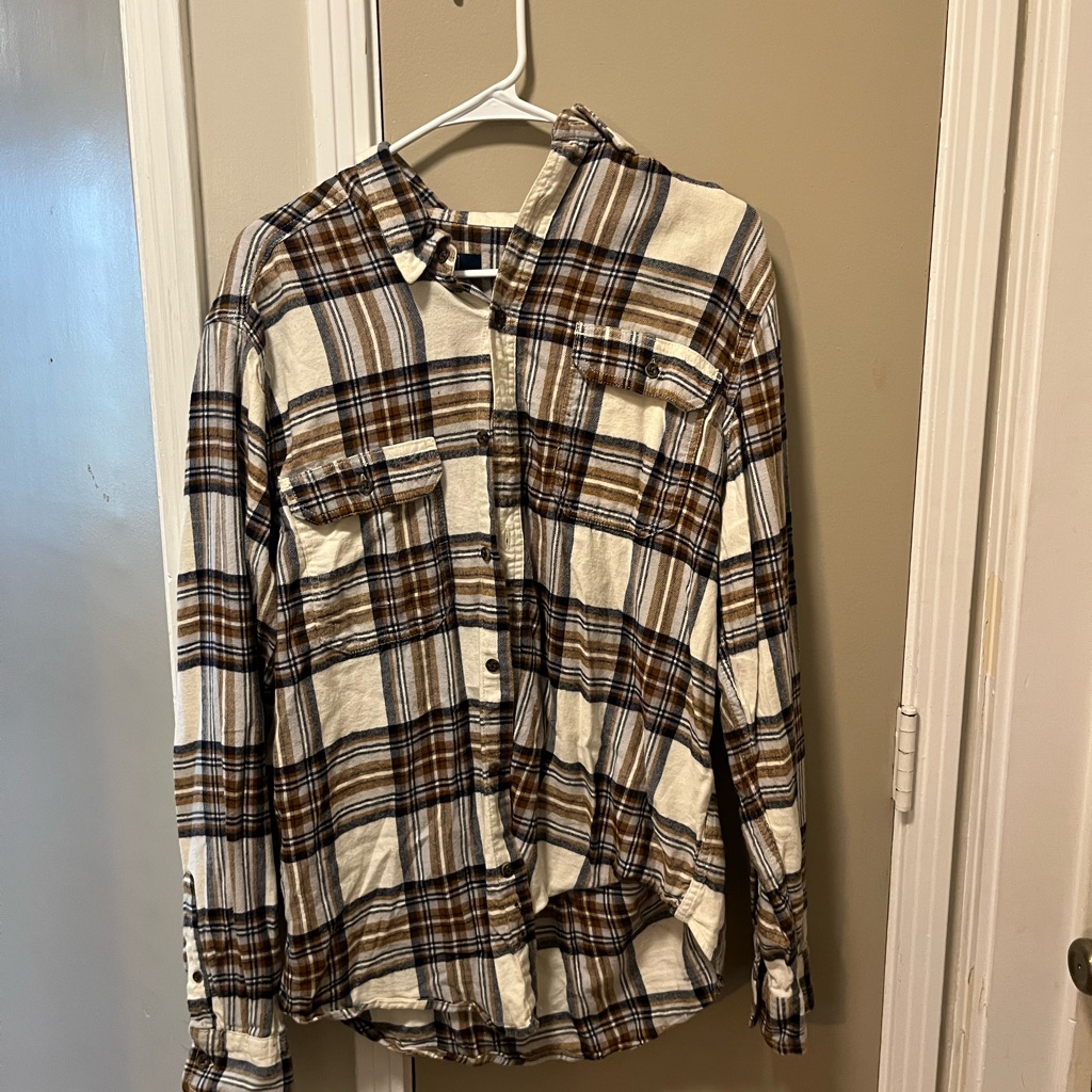 George Cream And Brown Plaid Shirt